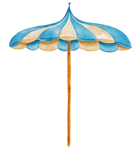 Striped Beach Umbrella Watercolor
